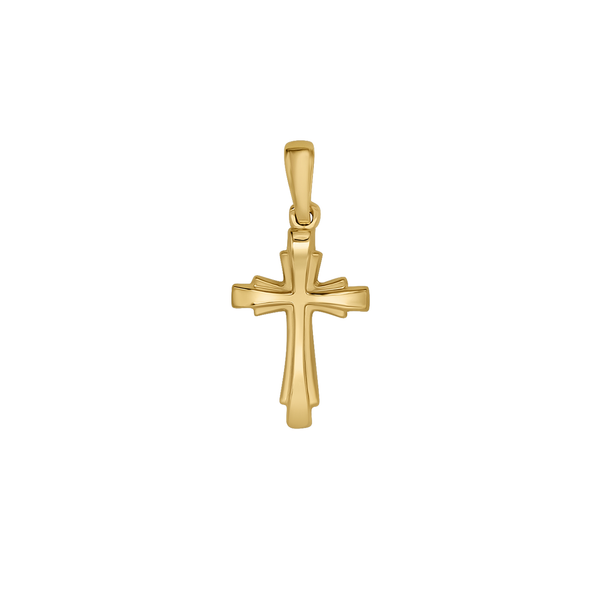 Gold double cross pendant