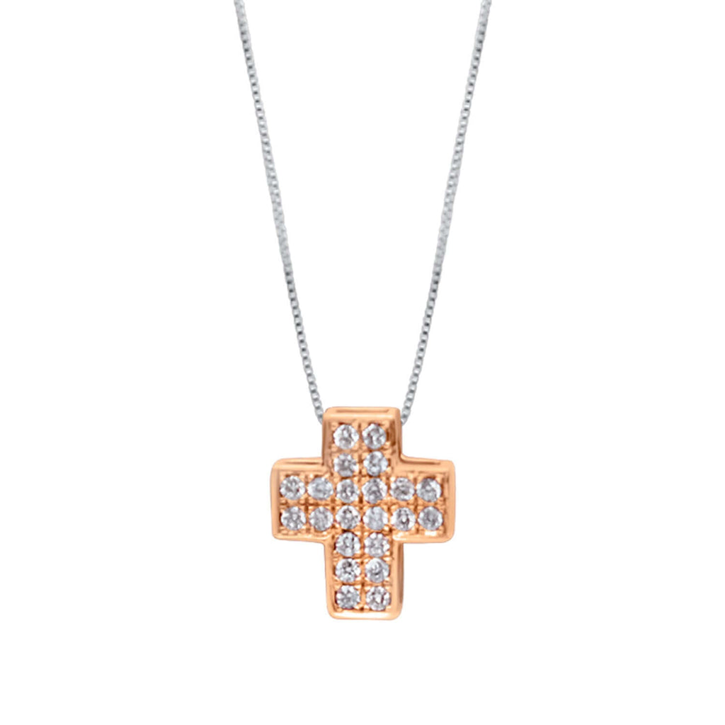 KECHO Collana Con Croce Laterale In Oro 14 Carati – Gioiello Cristiano Elegante In Confezione Regalo