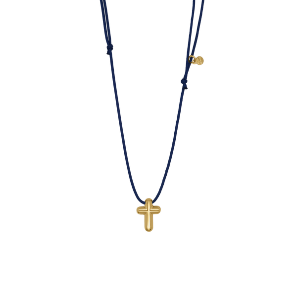 Golden silver cross necklace blue