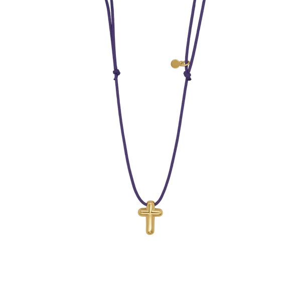 Golden silver and rope cross necklace