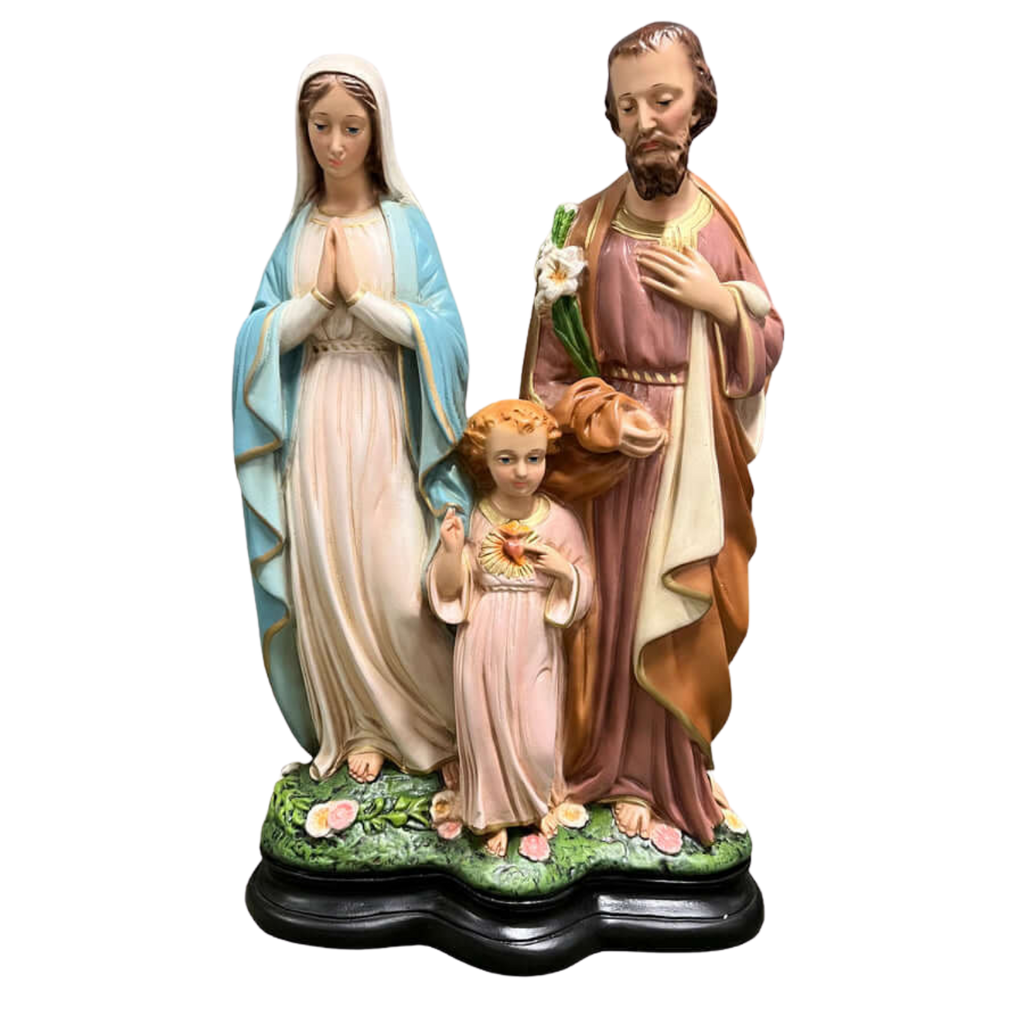 Set Presepe Sacra Famiglia In Resina – Maria, Giuseppe E Gesù – Altezza 7,5-8 Cm – Fatto A Mano