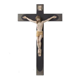Wall crucifix laquered wood and resin