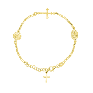 Miraculous medal and angel bracelet golden silver