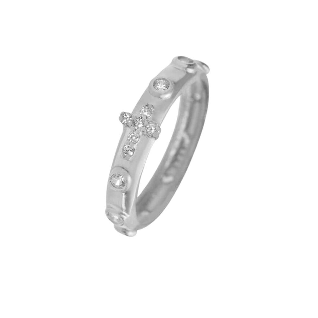 Anillo Rosario de Plata 925 con Circonitas Savelli Religious