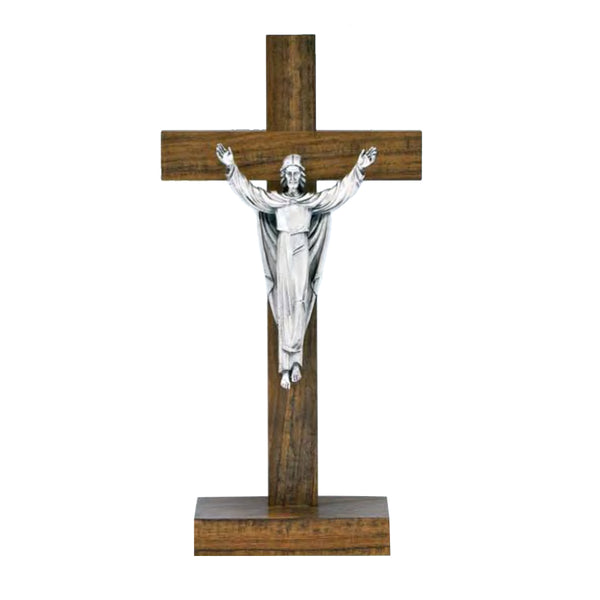 arisen christ standing crucifix in wood