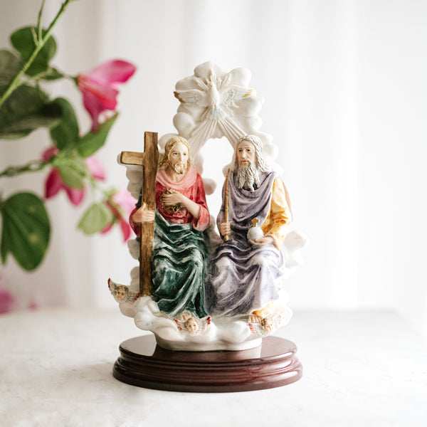 Holy Trinity statue in hand painted marble