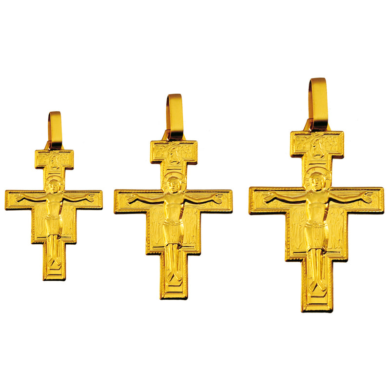 St. Damian cross pendant in 18K yellow gold