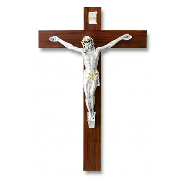 wood and silver wall crucifix