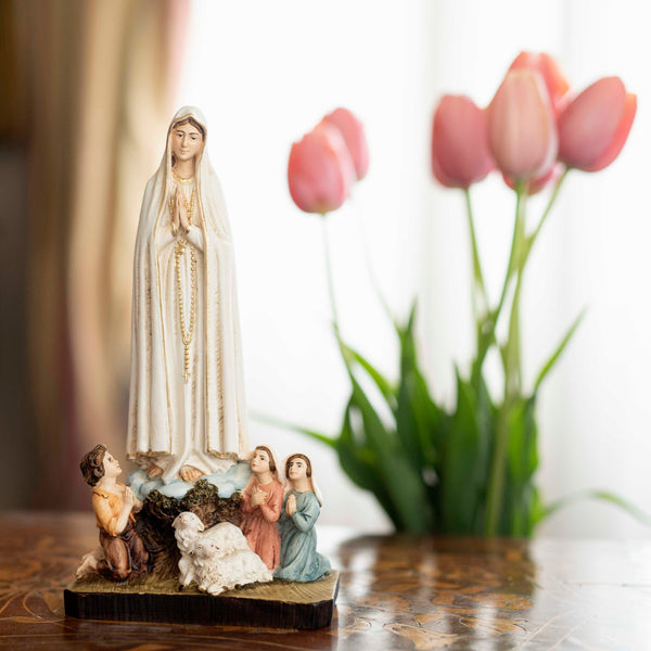 Our Lady of Fatima hand painted resin statue