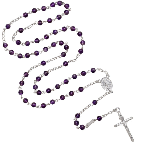 Amethyst beads Rosary silver