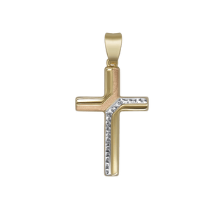 18k bicolor gold cross pendant