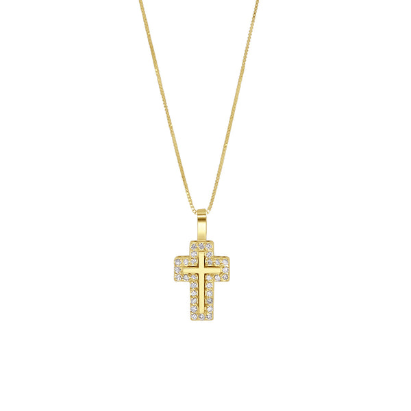 Cross diamond necklace 18kt