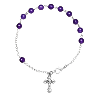 Amethyst beads rosary bracelet metal
