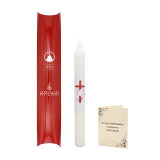 charity Confirmation candle favor designed by Savelli Religious for OSAFUND