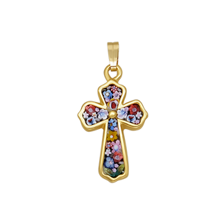 Cross pendant micromosaic golden silver