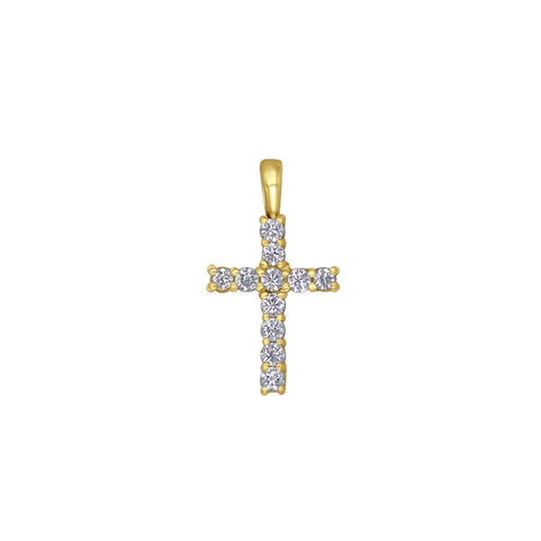 Cross pendant with white zirconia vermeil-silver