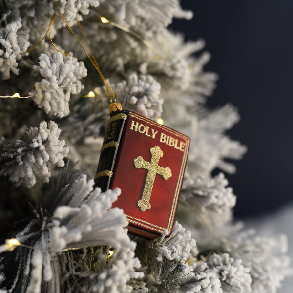HOLY BIBLE - CHRISTMAS TREE DECORATION - GLASS