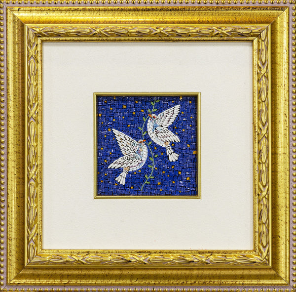 Peace Doves mosaic on blue background