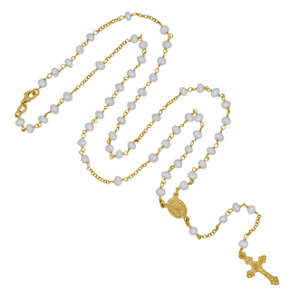 Pearl rosary necklace golden silver 