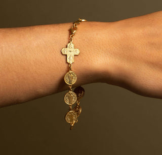 St Benedict medals rosary bracelet with Scapular cross