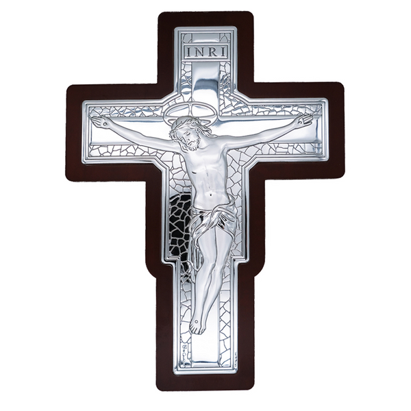 WALL CRUCIFIX - SILVER AND WOOD