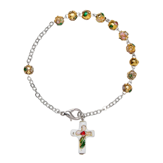 Yellow cloisonné rosary bracelet