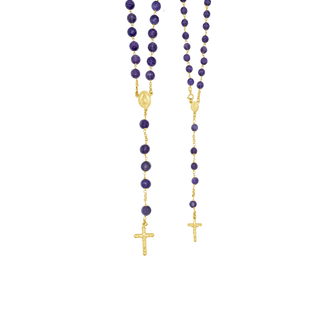 Amethyst rosary beads with gold bindings