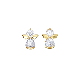 ANGELS EARRINGS - GOLDEN SILVER AND ZIRCONIA