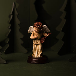 statue of angel with mandolin in resin