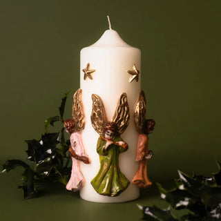 handmade candle with christmas angels