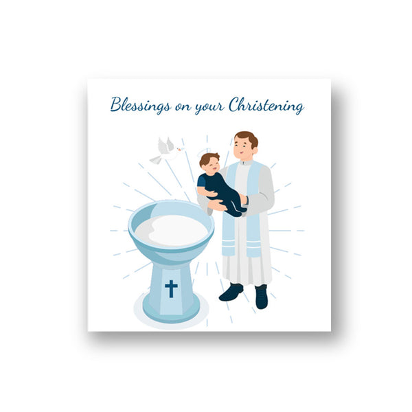 baby boy baptism greeting card