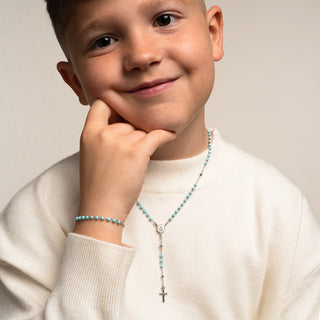 Baby boy rosary bracelet with cross charm