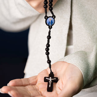 Black rosary wood and rope