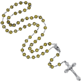 Blue and Gold rosary glass and metal