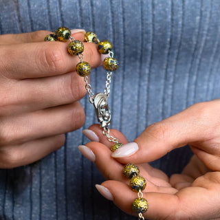 Blue and Gold rosary glass and metal