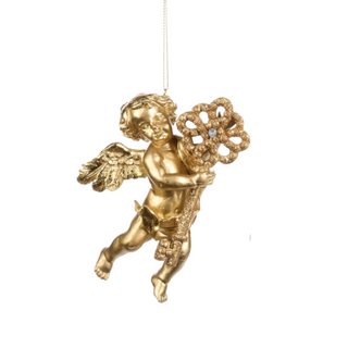 Cherub Angel Ornament with key in resin
