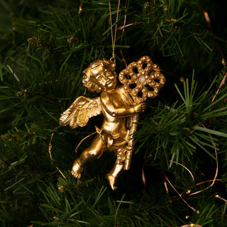 Cherub Angel Ornament with key in resin