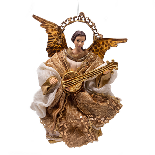 CHRISTMAS ANGEL WITH LUTE - CHRISTMAS TREE DECORATION - RESIN