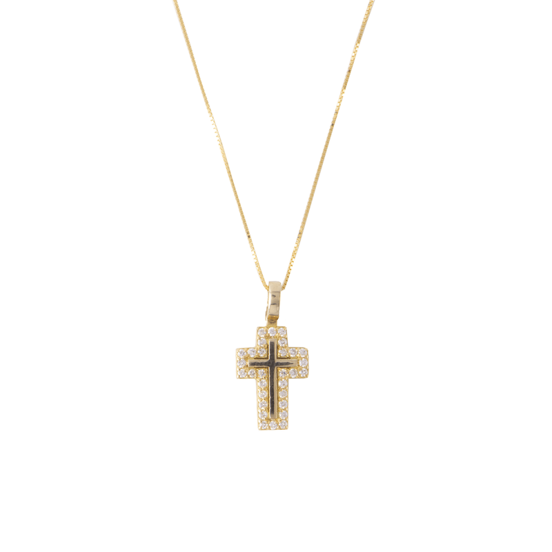 CROSS NECKLACE - DIAMONDS AND GOLD