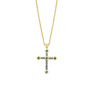 CROCE E CATENA - SMERALDI E DIAMANTI - ORO