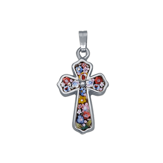 Cross pendant micromosaic geometric