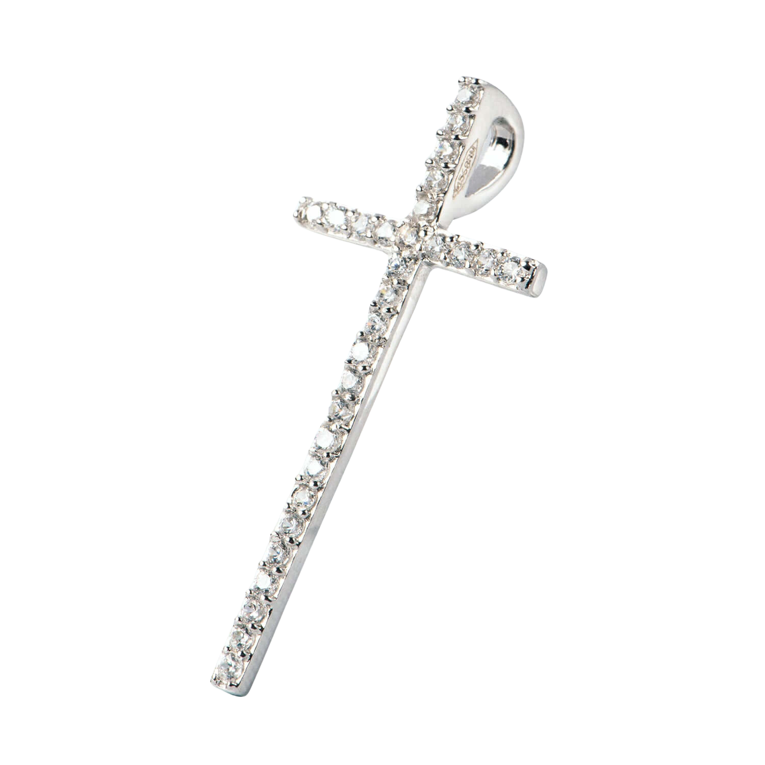 Ciondolo Croce con Nastro e Zirconi Bianchi in ARGENTO 925 Galvanica Ciondolo Croce con Nastro e Zirconi Bianchi in ARGENTO 925 Galvanica