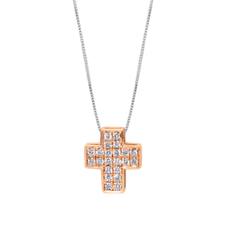 CROSS WITH DIAMOND - NECKLACE - ROSE GOLD