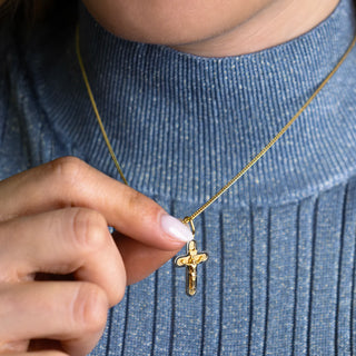 bicolor silver crucifix pendant