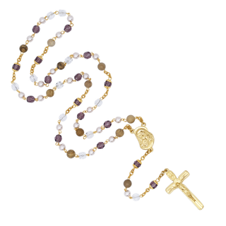 Crystal and Stones rosary beads with gold-plated metal binding