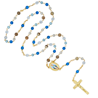 Rosary with multicolored beads and gold accents 