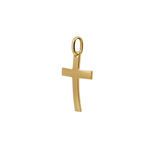 Curved cross pendant gold