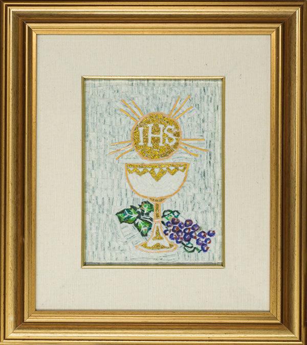 first communion chalice white mosaic