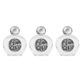 Holy Water Bottle with 4 Major Basilicas of Rome Metal Plate set of 3