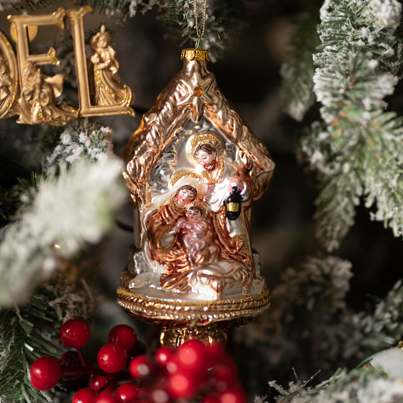 Nativity Scene Christmas Tree Decoration in Glass